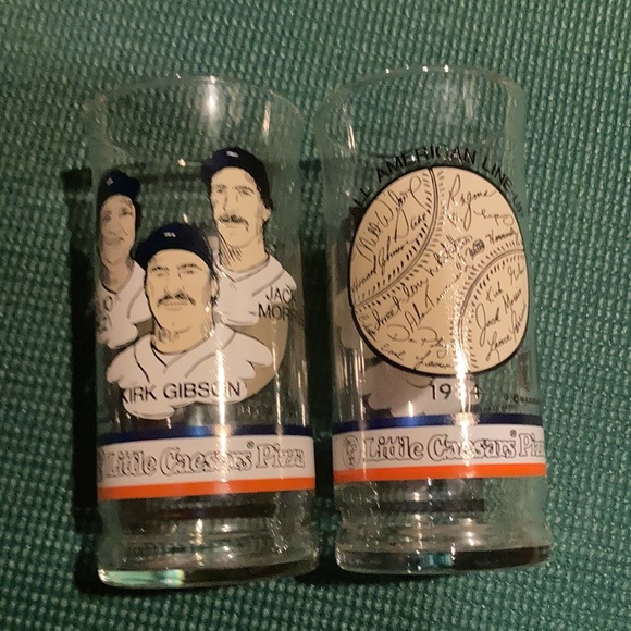 🍕⚾️ 1984 Detroit Tigers Little Caesar’s Set of 4 Glasses Tim Robinson ⚾️🍺 - Picture 3 of 8